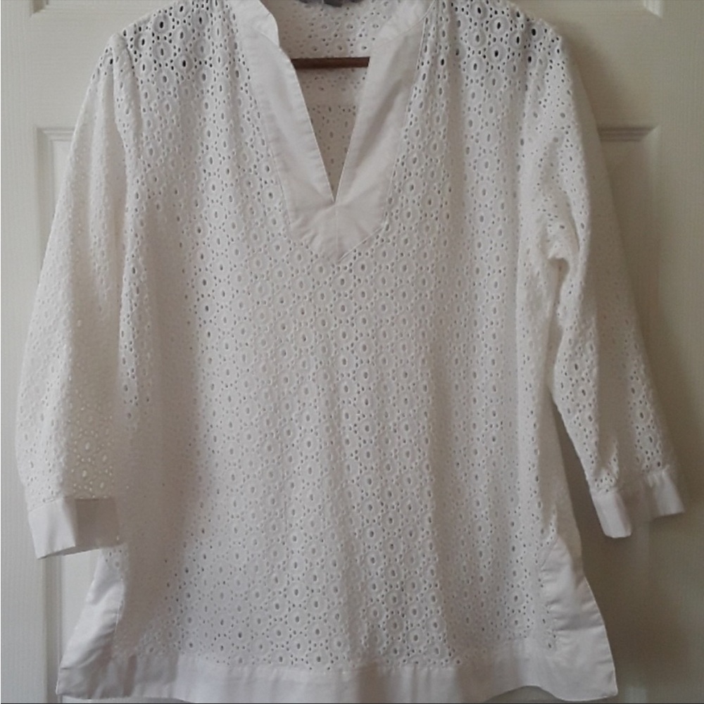 Valerie Stevens Sz XL white eyelet top/cov…